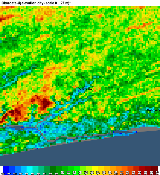 Okoroete elevation map
