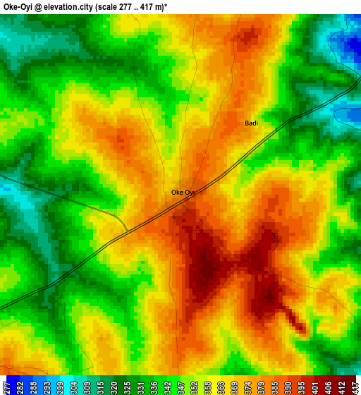 Oke-Oyi elevation map