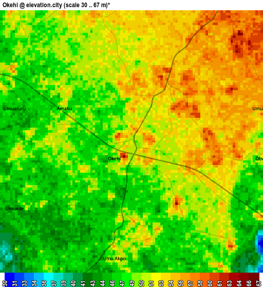 Okehi elevation map