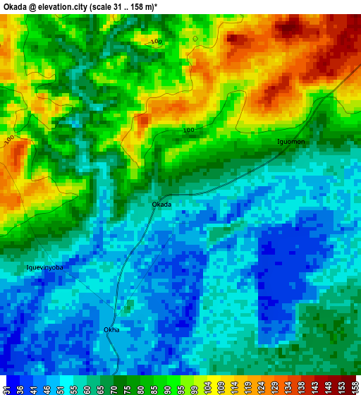 Okada elevation map