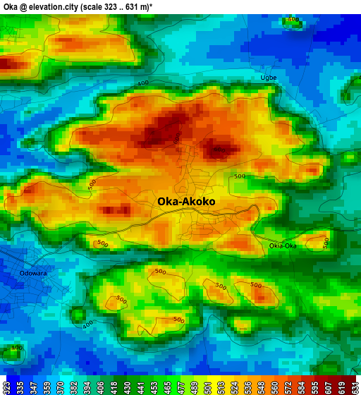 Oka elevation map