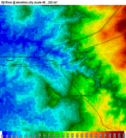 Oji River elevation map