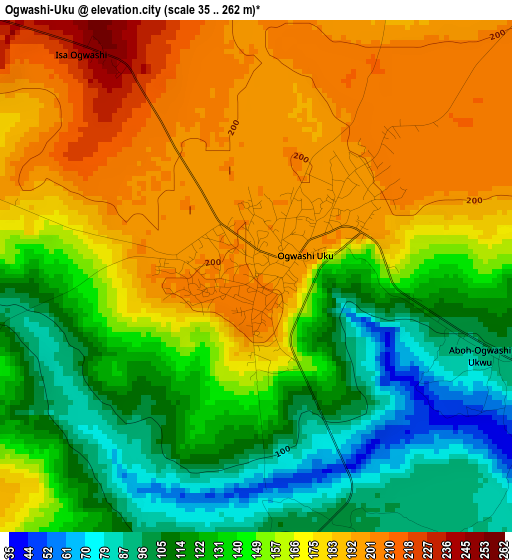 Ogwashi-Uku elevation map