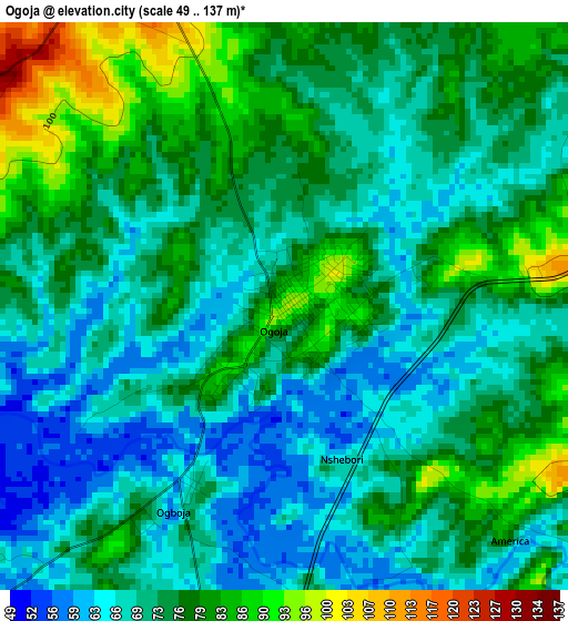 Ogoja elevation map