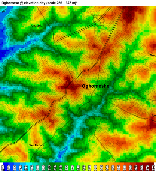 Ogbomoso elevation map