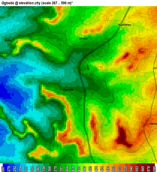 Ogbede elevation map