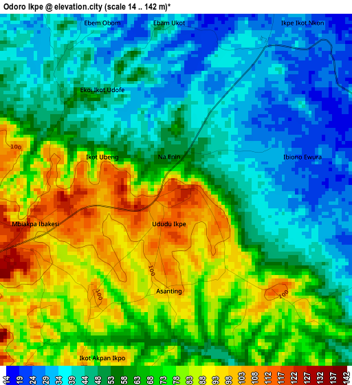 Odoro Ikpe elevation map