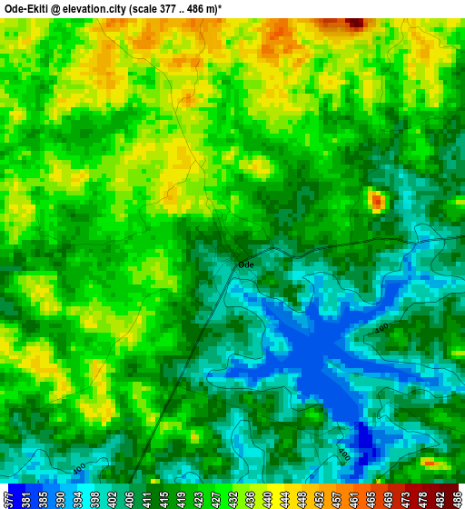 Ode-Ekiti elevation map