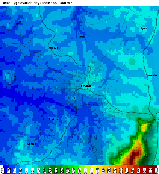 Obudu elevation map