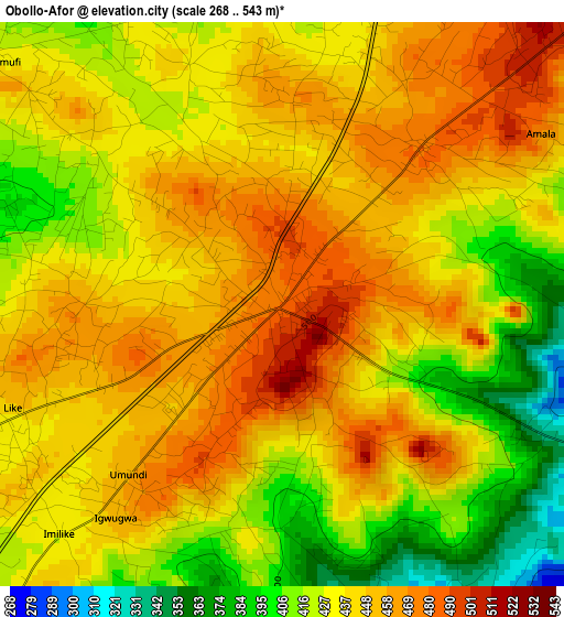 Obollo-Afor elevation map