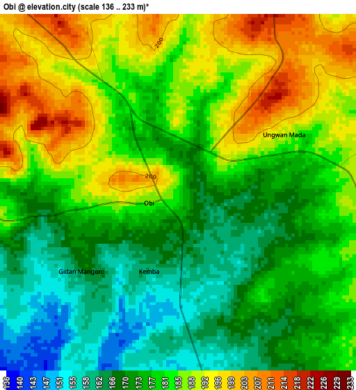 Obi elevation map