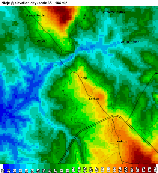 Nteje elevation map