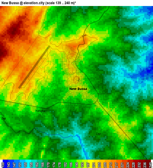 New Bussa elevation map