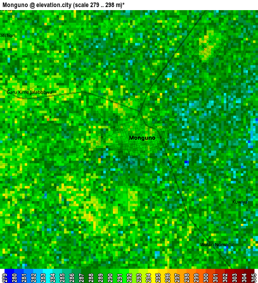 Monguno elevation map