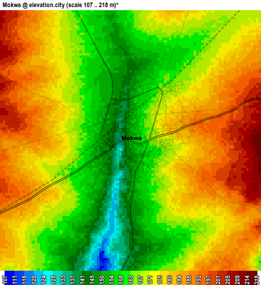 Mokwa elevation map