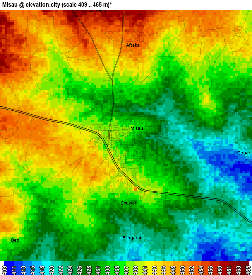 Misau elevation map