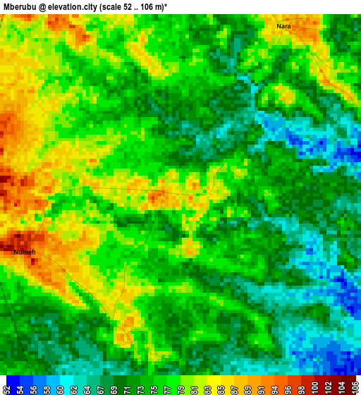 Mberubu elevation map