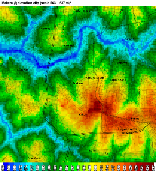 Makera elevation map