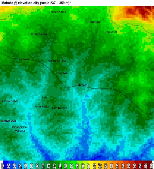 Mahuta elevation map