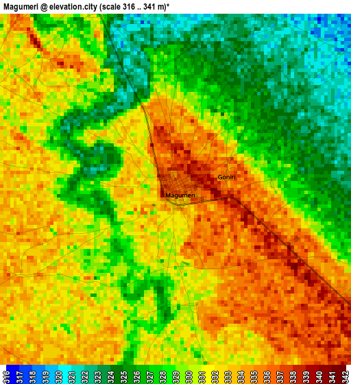 Magumeri elevation map