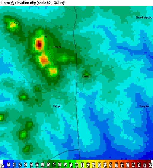 Lemu elevation map