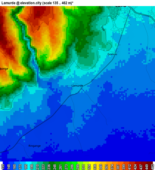 Lamurde elevation map