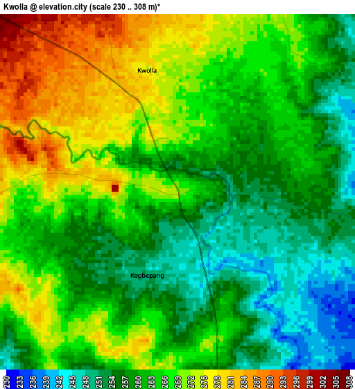 Kwolla elevation map