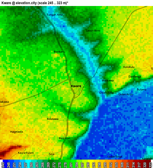 Kware elevation map