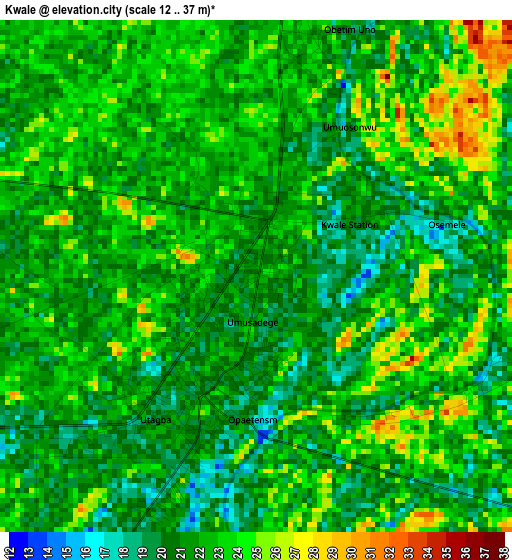 Kwale elevation map