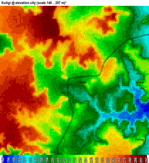 Kutigi elevation map