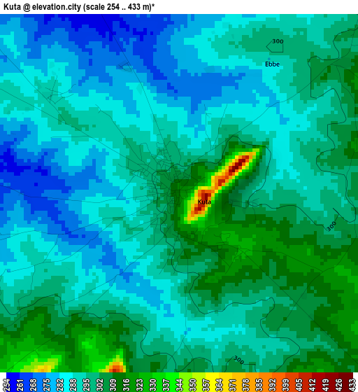 Kuta elevation map