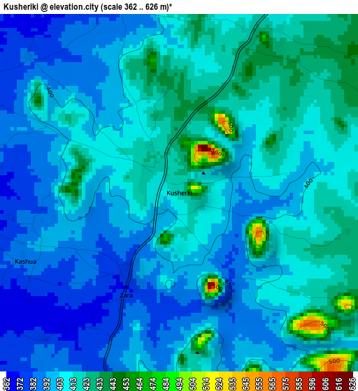 Kusheriki elevation map