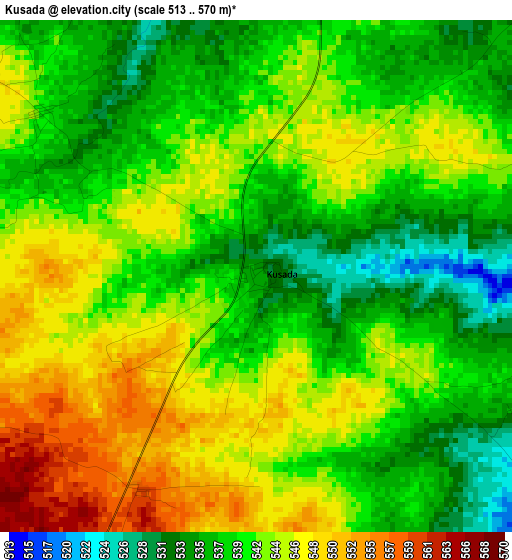 Kusada elevation map