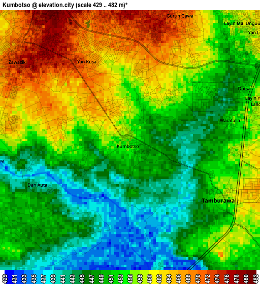 Kumbotso elevation map