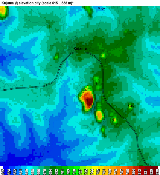 Kujama elevation map