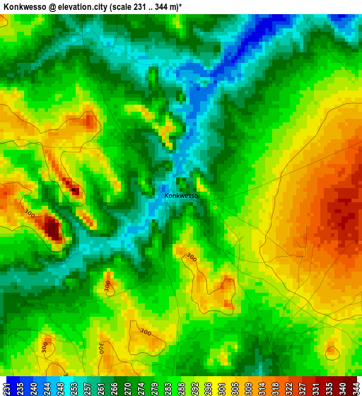 Konkwesso elevation map