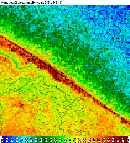 Konduga elevation map