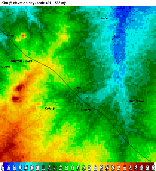 Kiru elevation map