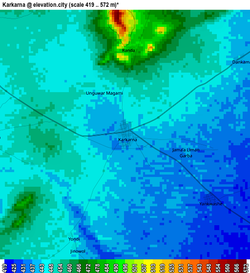 Karkarna elevation map