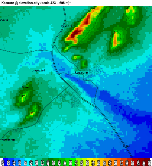 Kazaure elevation map