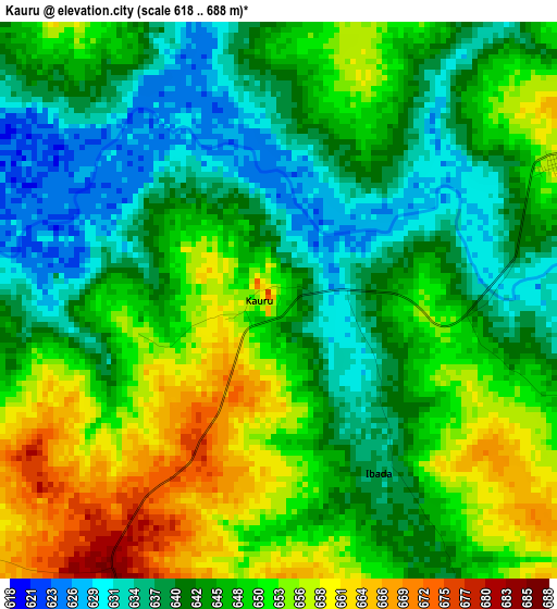 Kauru elevation map