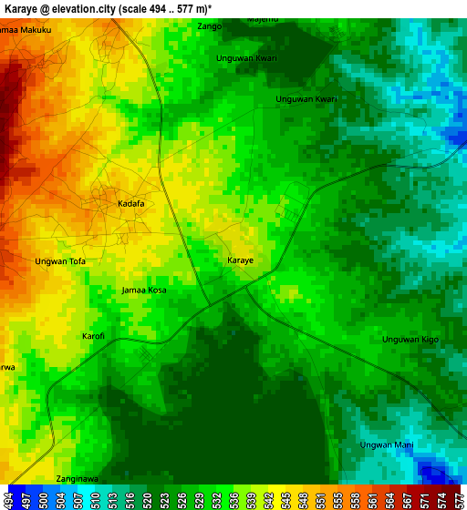 Karaye elevation map