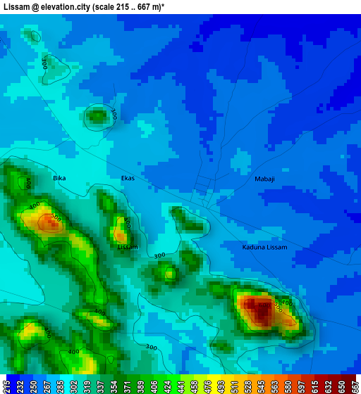 Lissam elevation map