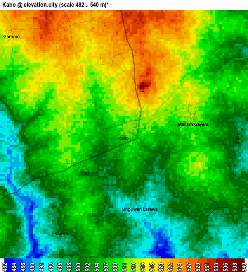 Kabo elevation map