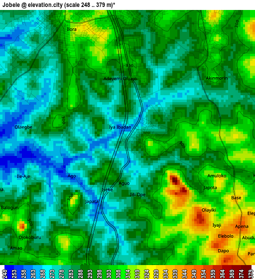 Jobele elevation map