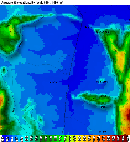 Angware elevation map