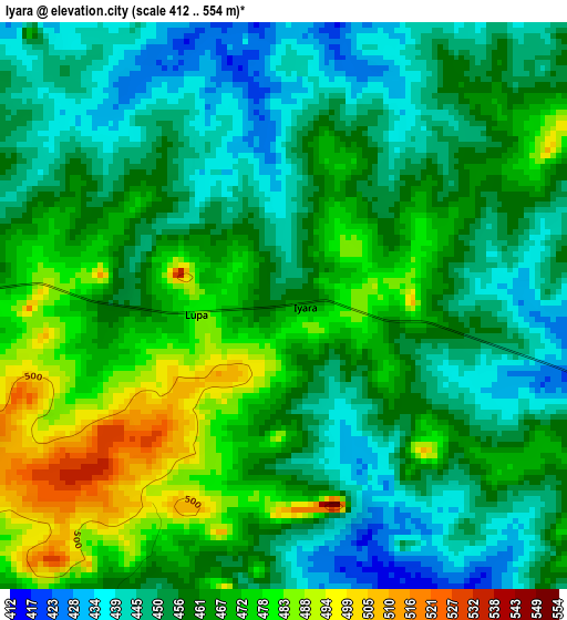 Iyara elevation map