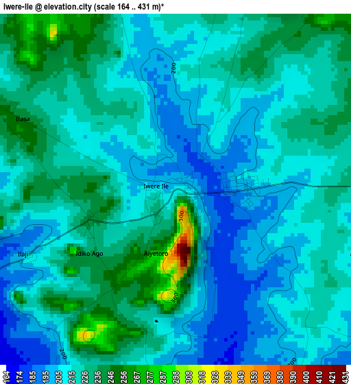 Iwere-Ile elevation map