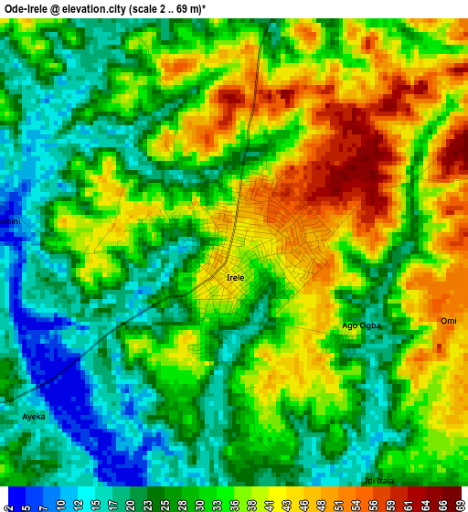 Ode-Irele elevation map