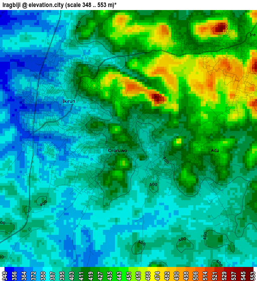 Iragbiji elevation map